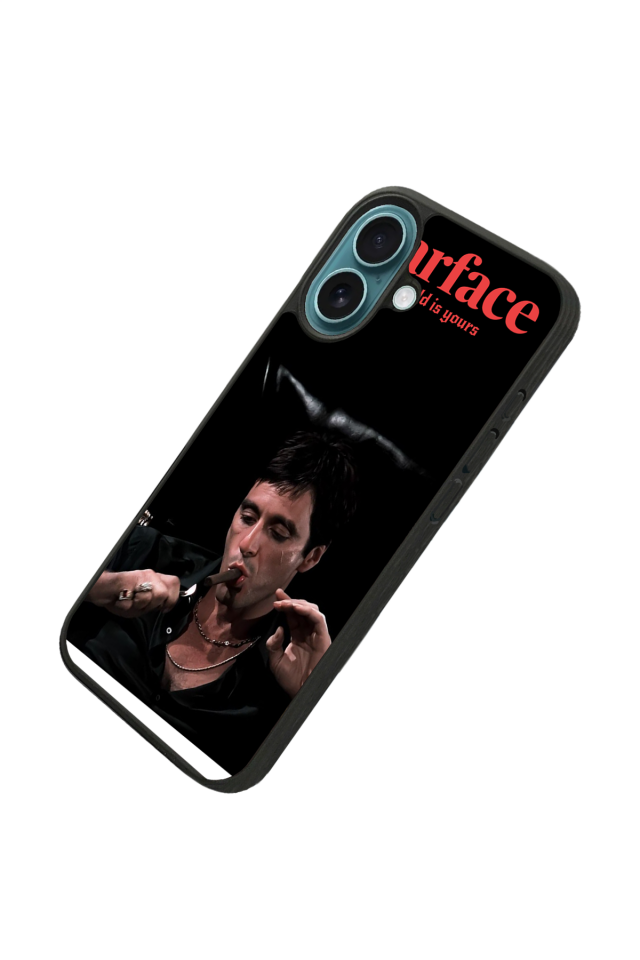 iPhone 16 Plus Uyumlu Scarface Tasarımlı Glossy Premium Kılıf