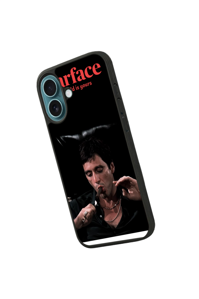 iPhone 16 Plus Uyumlu Scarface Tasarımlı Glossy Premium Kılıf