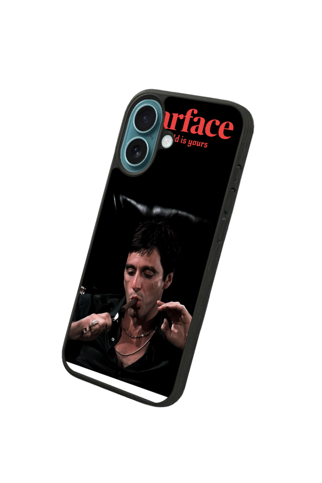 iPhone 16 Plus Uyumlu Scarface Tasarımlı Glossy Premium Kılıf