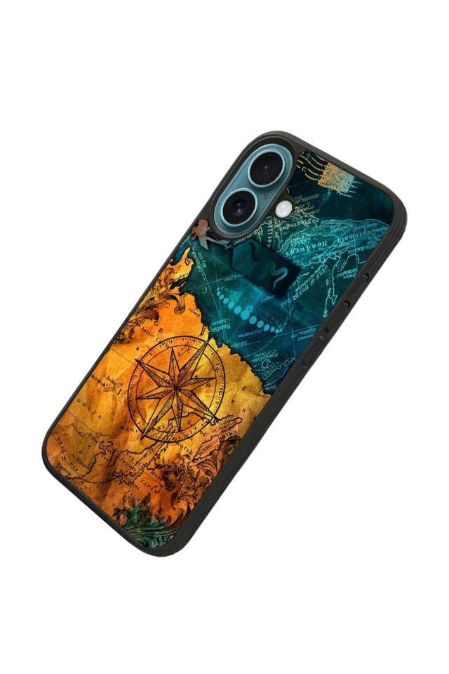 iPhone 16 Plus Uyumlu Harita Tasarımlı Glossy Premium Kılıf