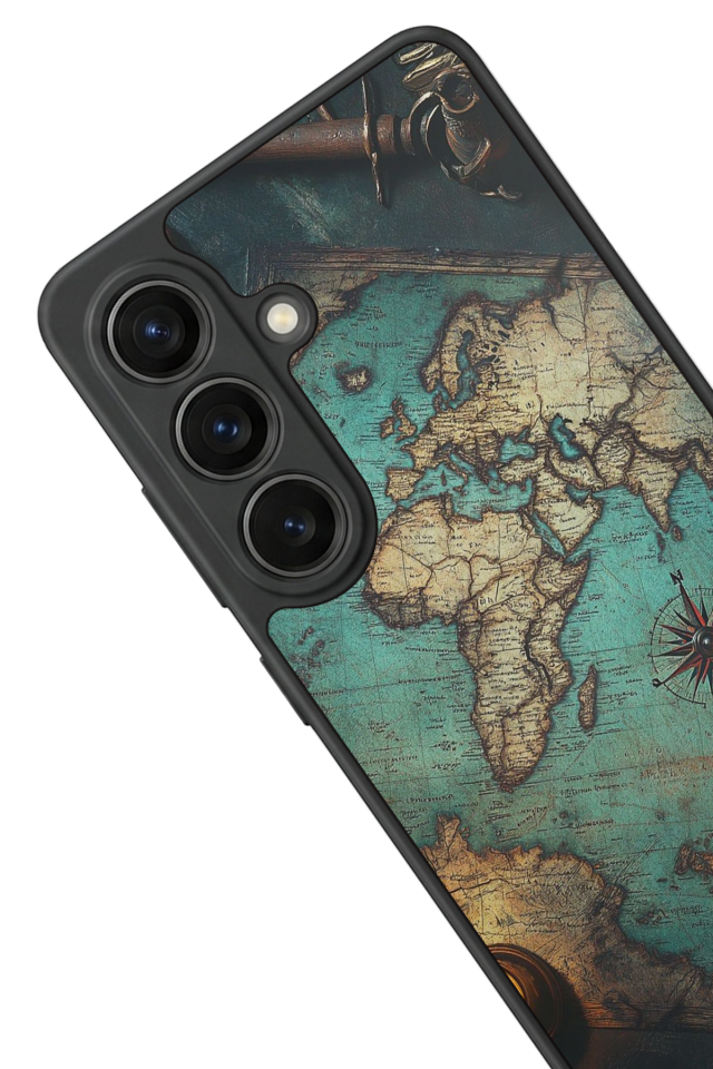 Samsung Galaxy S26 Uyumlu Harita Tasarımlı Glossy Premium Kılıf