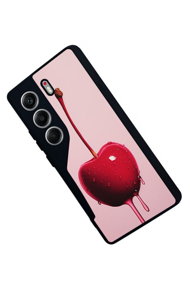 Tecno Camon 40 Uyumlu Kiraz Tasarımlı Glossy Premium Kılıf