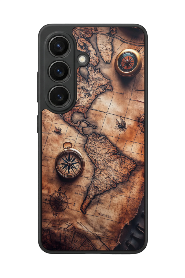Samsung Galaxy S26 Uyumlu Harita Tasarımlı Glossy Premium Kılıf