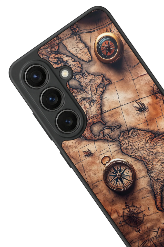 Samsung Galaxy S26 Uyumlu Harita Tasarımlı Glossy Premium Kılıf