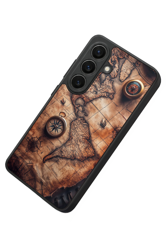 Samsung Galaxy S26 Uyumlu Harita Tasarımlı Glossy Premium Kılıf