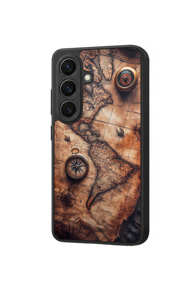 Samsung Galaxy S26 Uyumlu Harita Tasarımlı Glossy Premium Kılıf