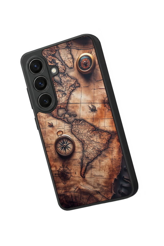 Samsung Galaxy S26 Uyumlu Harita Tasarımlı Glossy Premium Kılıf