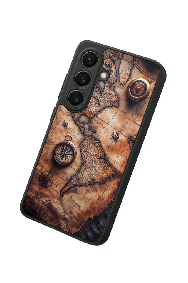 Samsung Galaxy S26 Uyumlu Harita Tasarımlı Glossy Premium Kılıf