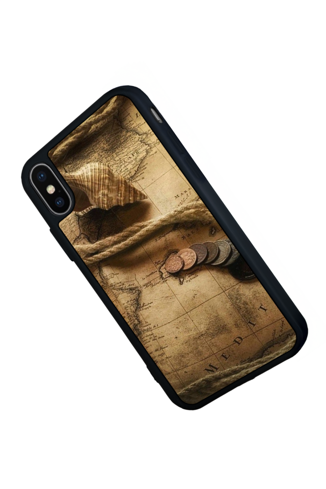 iPhone XS Max Uyumlu Pusula Tasarımlı Glossy Premium Kılıf
