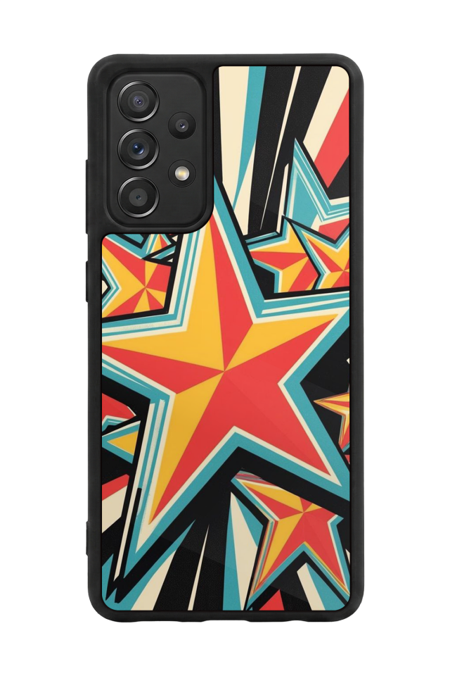 Samsung Galaxy A72 Uyumlu Retro Yildizlar Tasarımlı Glossy Premium Kılıf