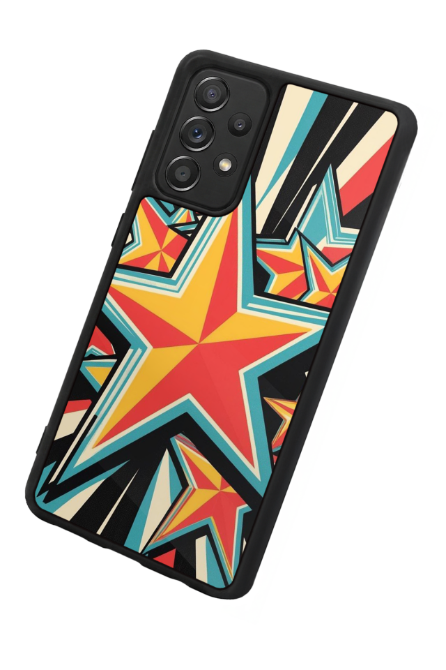 Samsung Galaxy A72 Uyumlu Retro Yildizlar Tasarımlı Glossy Premium Kılıf
