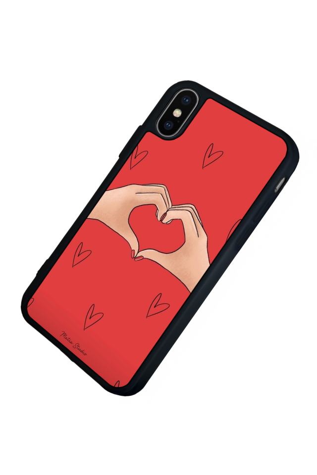 iPhone X/ XS Uyumlu Kalp Love Tasarımlı Glossy Premium Kılıf