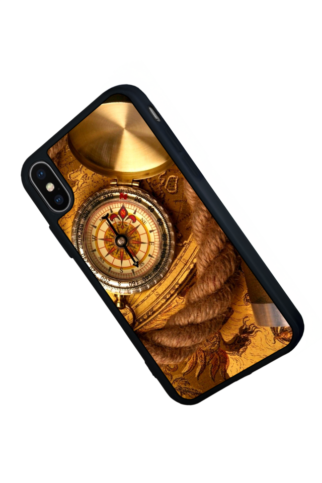 iPhone XS Max Uyumlu Pusula Tasarımlı Glossy Premium Kılıf