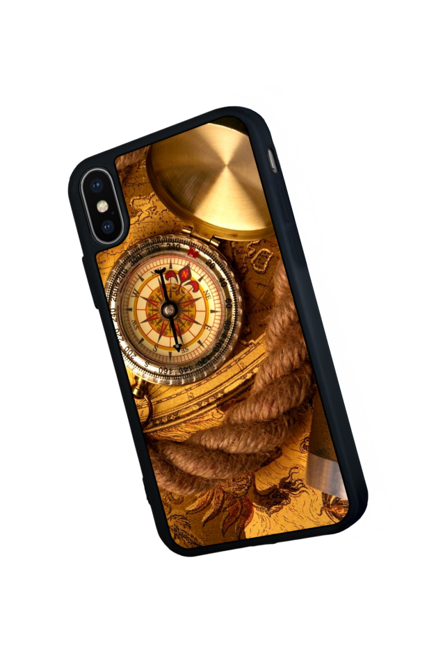 iPhone XS Max Uyumlu Pusula Tasarımlı Glossy Premium Kılıf