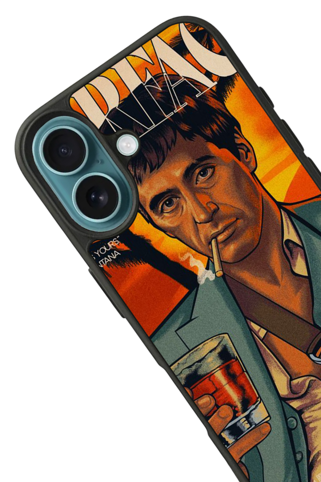 iPhone 16 Plus Uyumlu Scarface Tasarımlı Glossy Premium Kılıf