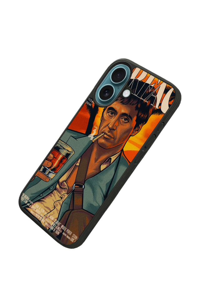 iPhone 16 Plus Uyumlu Scarface Tasarımlı Glossy Premium Kılıf