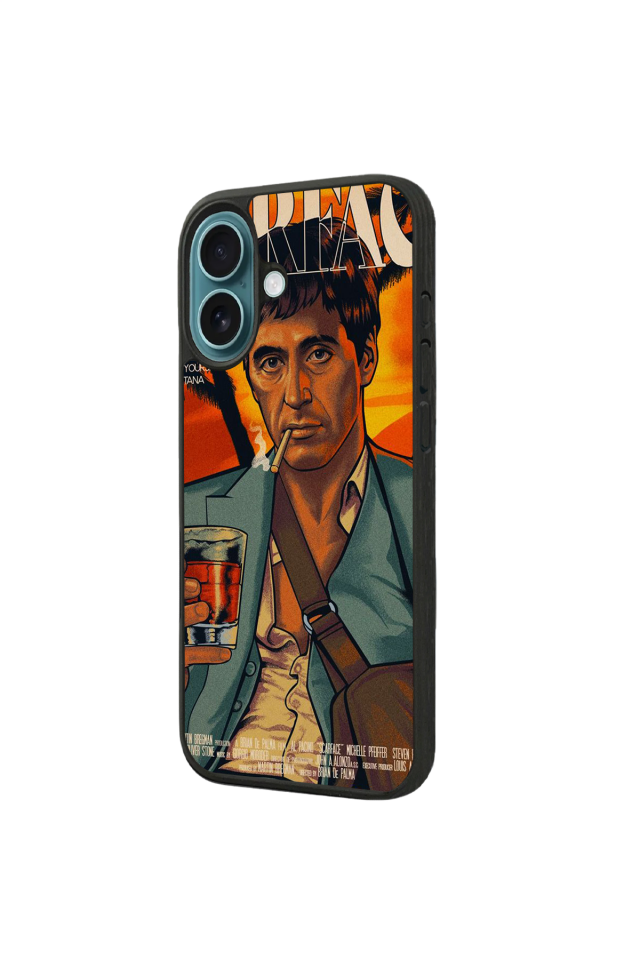 iPhone 16 Plus Uyumlu Scarface Tasarımlı Glossy Premium Kılıf
