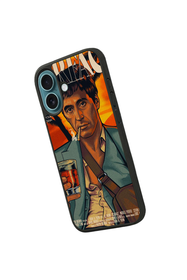 iPhone 16 Plus Uyumlu Scarface Tasarımlı Glossy Premium Kılıf