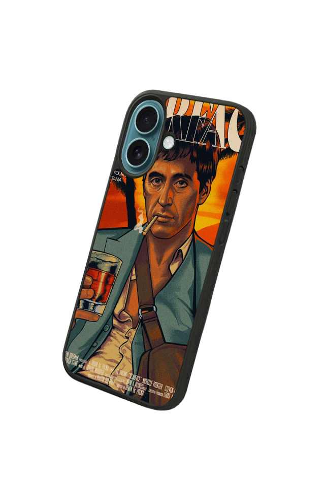 iPhone 16 Plus Uyumlu Scarface Tasarımlı Glossy Premium Kılıf