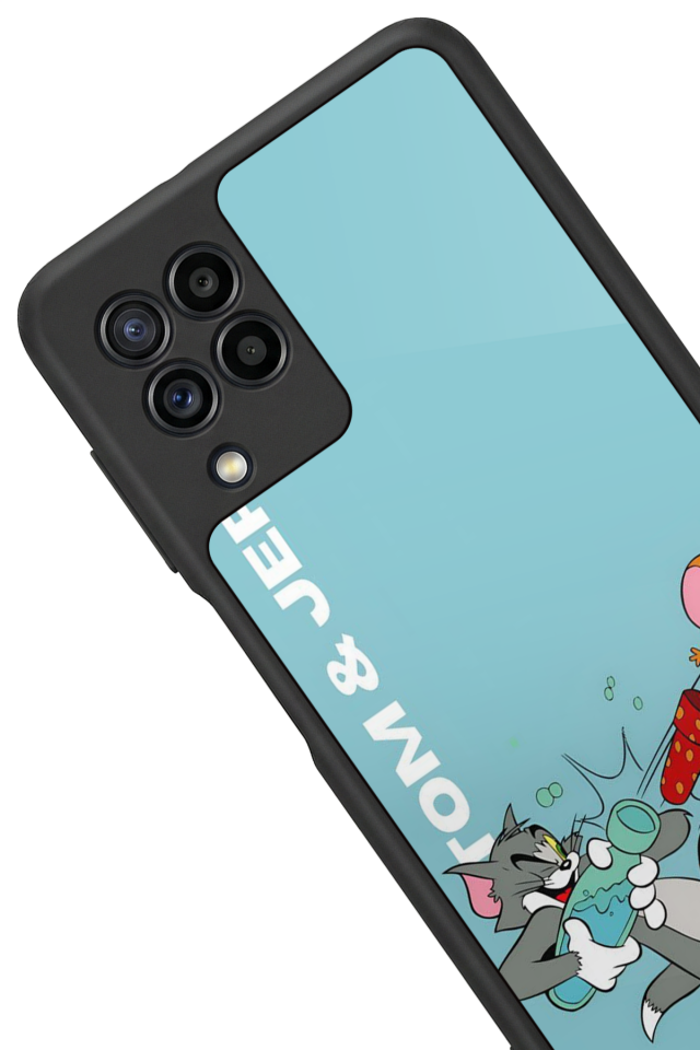 Samsung Galaxy M22 Uyumlu Tom And Jerry Tasarımlı Glossy Premium Kılıf