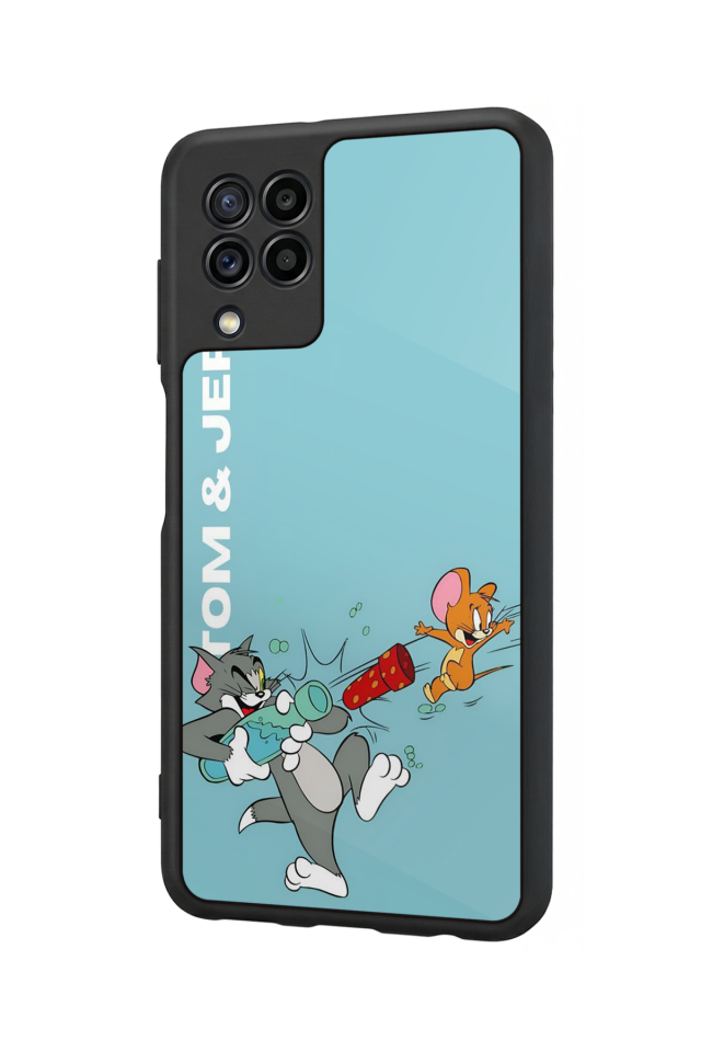 Samsung Galaxy M22 Uyumlu Tom And Jerry Tasarımlı Glossy Premium Kılıf
