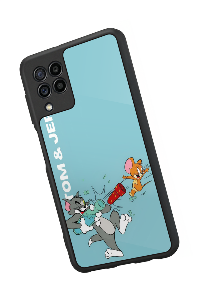 Samsung Galaxy M22 Uyumlu Tom And Jerry Tasarımlı Glossy Premium Kılıf