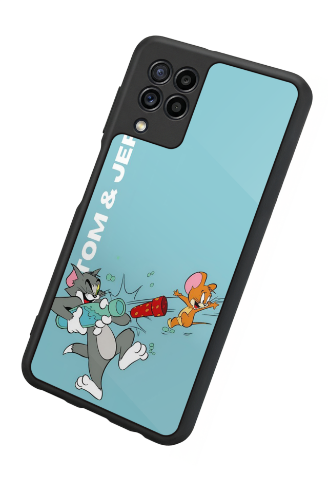 Samsung Galaxy M22 Uyumlu Tom And Jerry Tasarımlı Glossy Premium Kılıf