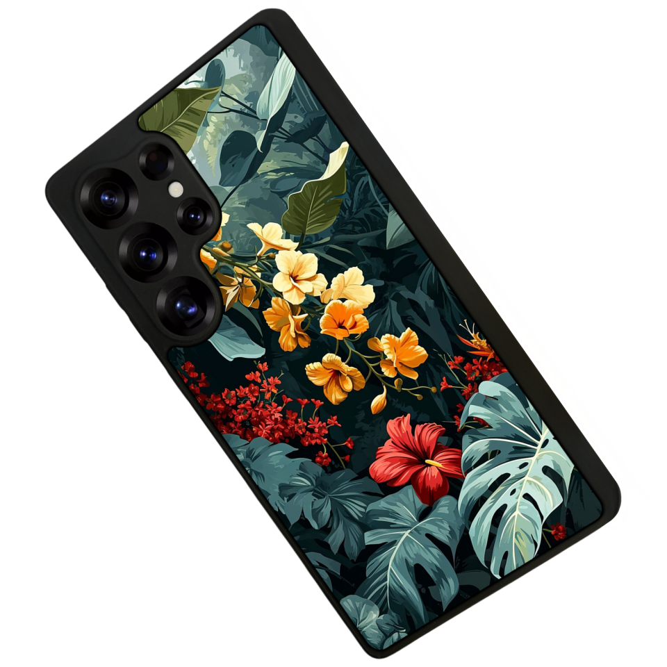 Samsung Galaxy S25 Ultra Uyumlu Botanik Tasarımlı Glossy Premium Kılıf