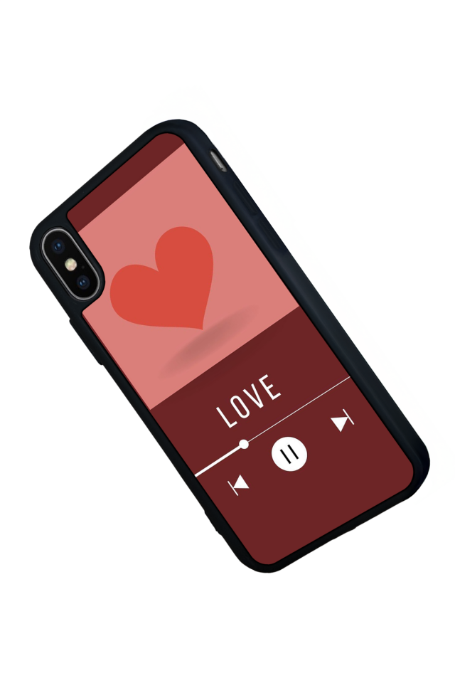 iPhone X/ XS Uyumlu Kalp Love Tasarımlı Glossy Premium Kılıf