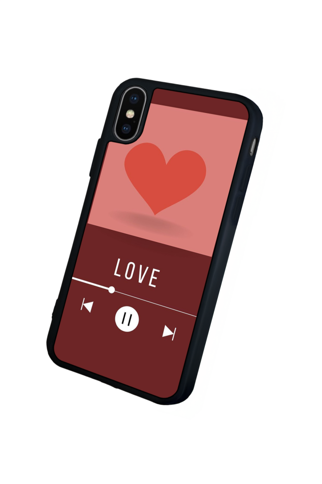 iPhone X/ XS Uyumlu Kalp Love Tasarımlı Glossy Premium Kılıf