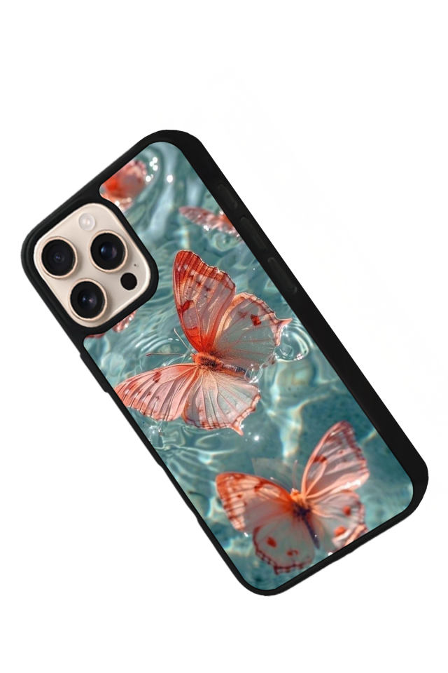 iPhone 15 Pro Uyumlu Kelebek Tasarımlı Glossy Premium Kılıf