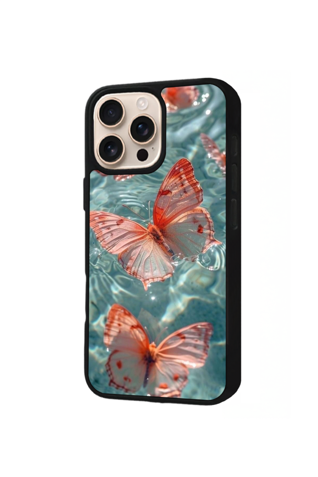 iPhone 15 Pro Uyumlu Kelebek Tasarımlı Glossy Premium Kılıf
