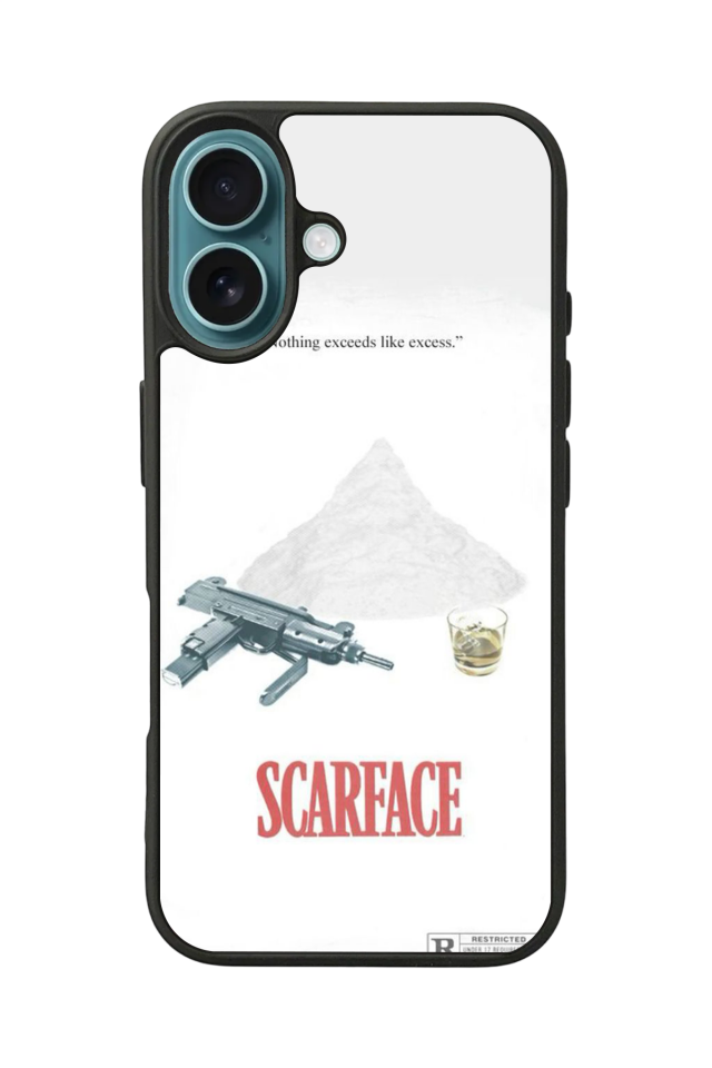 iPhone 16 Plus Uyumlu Scarface Tasarımlı Glossy Premium Kılıf