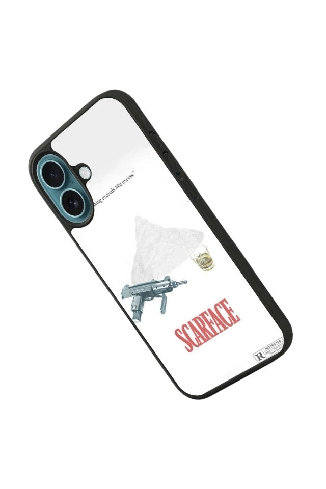 iPhone 16 Plus Uyumlu Scarface Tasarımlı Glossy Premium Kılıf