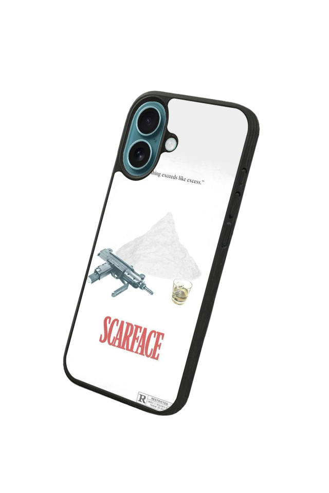 iPhone 16 Plus Uyumlu Scarface Tasarımlı Glossy Premium Kılıf