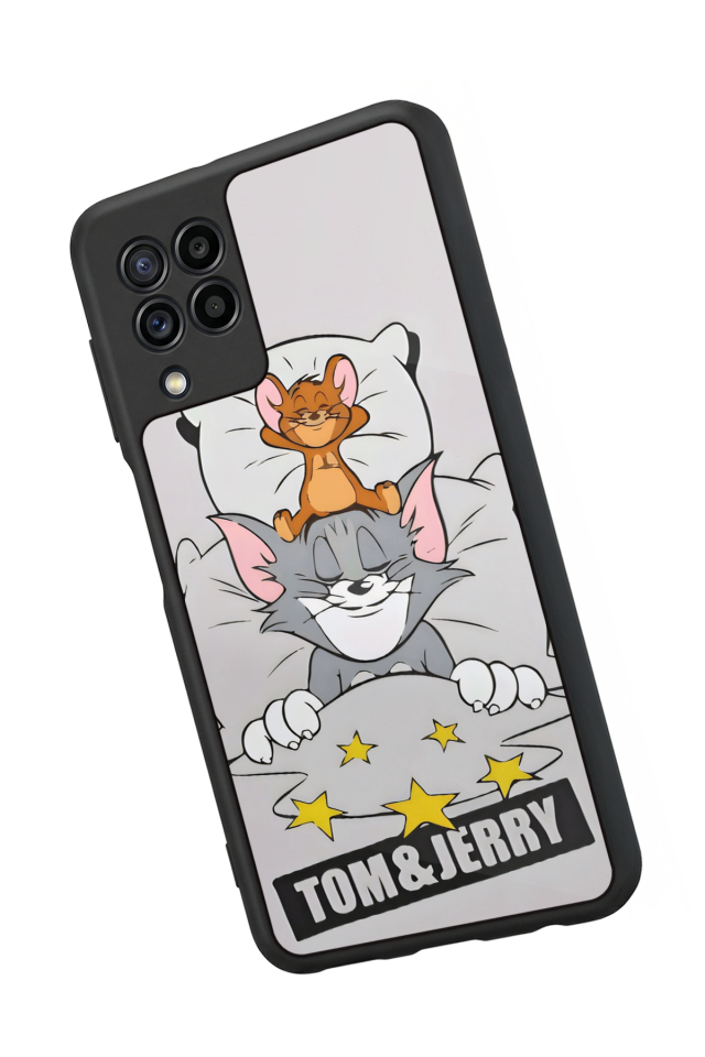 Samsung Galaxy M22 Uyumlu Tom And Jerry Tasarımlı Glossy Premium Kılıf