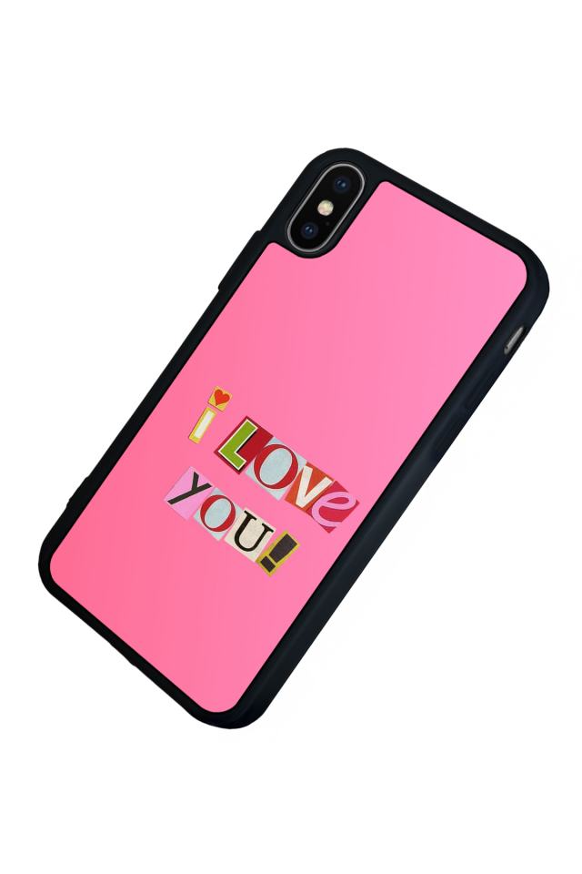 iPhone X/ XS Uyumlu Kalp Love Tasarımlı Glossy Premium Kılıf