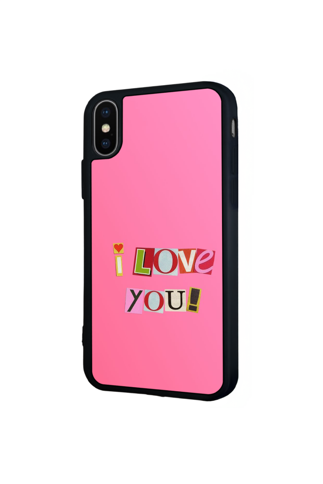 iPhone X/ XS Uyumlu Kalp Love Tasarımlı Glossy Premium Kılıf