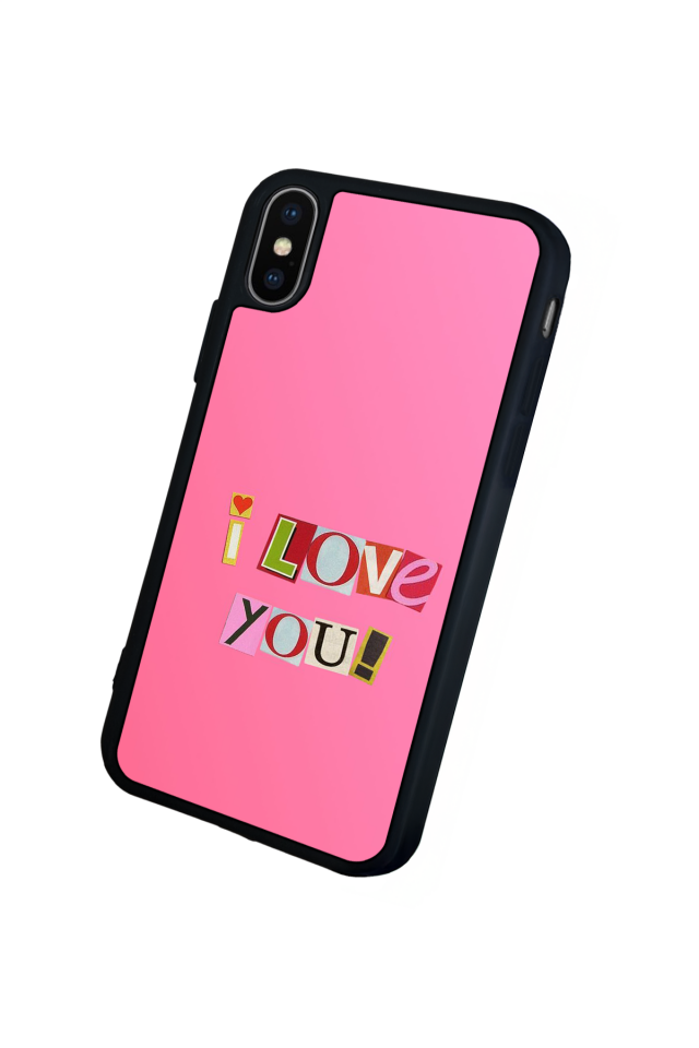 iPhone X/ XS Uyumlu Kalp Love Tasarımlı Glossy Premium Kılıf