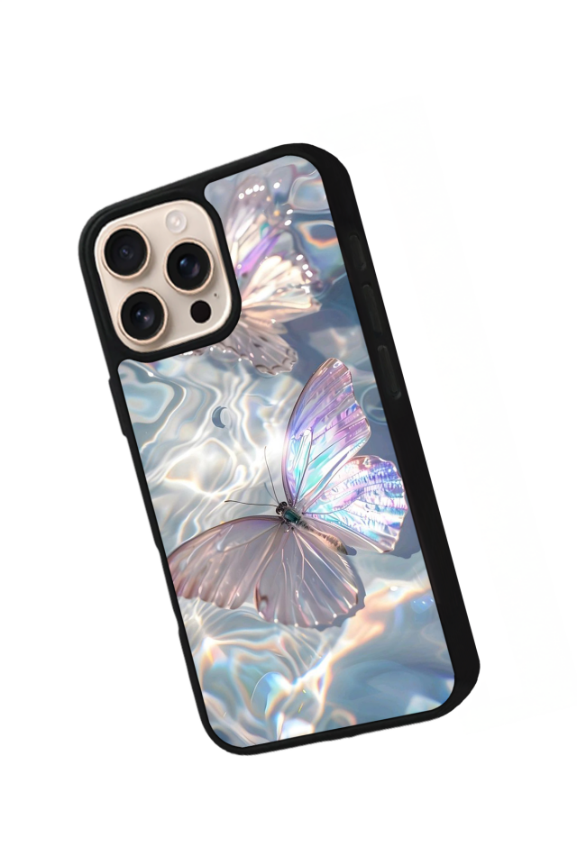 iPhone 15 Pro Uyumlu Kelebek Tasarımlı Glossy Premium Kılıf