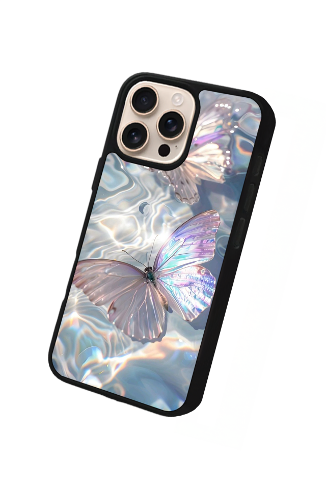 iPhone 15 Pro Uyumlu Kelebek Tasarımlı Glossy Premium Kılıf