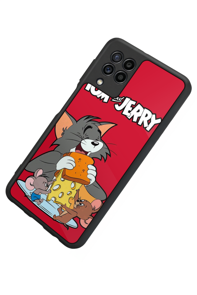 Samsung Galaxy M22 Uyumlu Tom And Jerry Tasarımlı Glossy Premium Kılıf