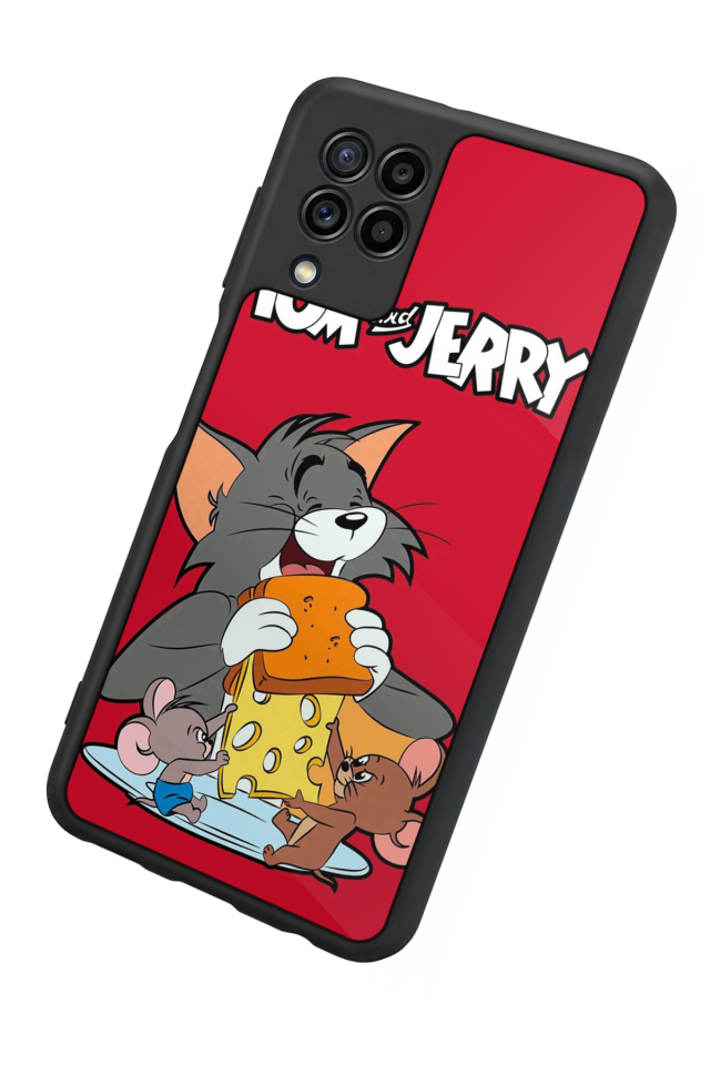 Samsung Galaxy M22 Uyumlu Tom And Jerry Tasarımlı Glossy Premium Kılıf