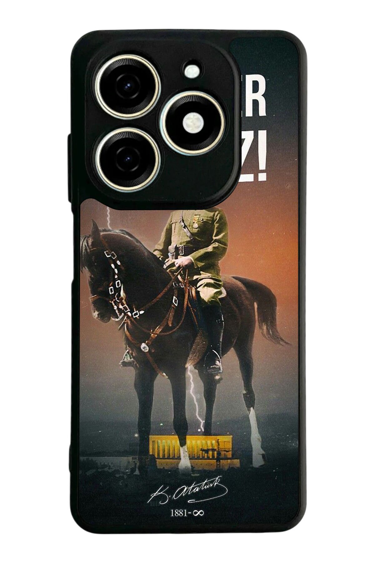 Tecno Spark 20/20C Uyumlu Mustafa Kemal Ataturk Tasarımlı Glossy Premium Kılıf