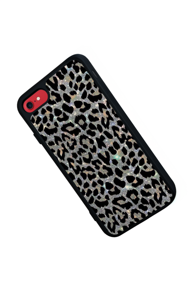 iPhone SE Uyumlu Hologram Leopar Tasarımlı Glossy Premium Kılıf