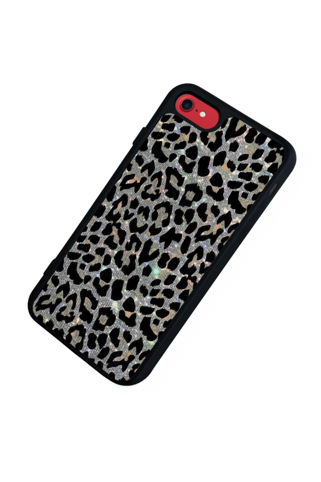 iPhone SE Uyumlu Hologram Leopar Tasarımlı Glossy Premium Kılıf
