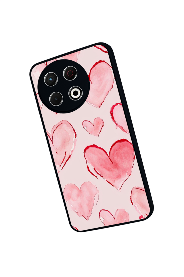 Tecno Spark 30 Pro Uyumlu Kalp Love Tasarımlı Glossy Premium Kılıf