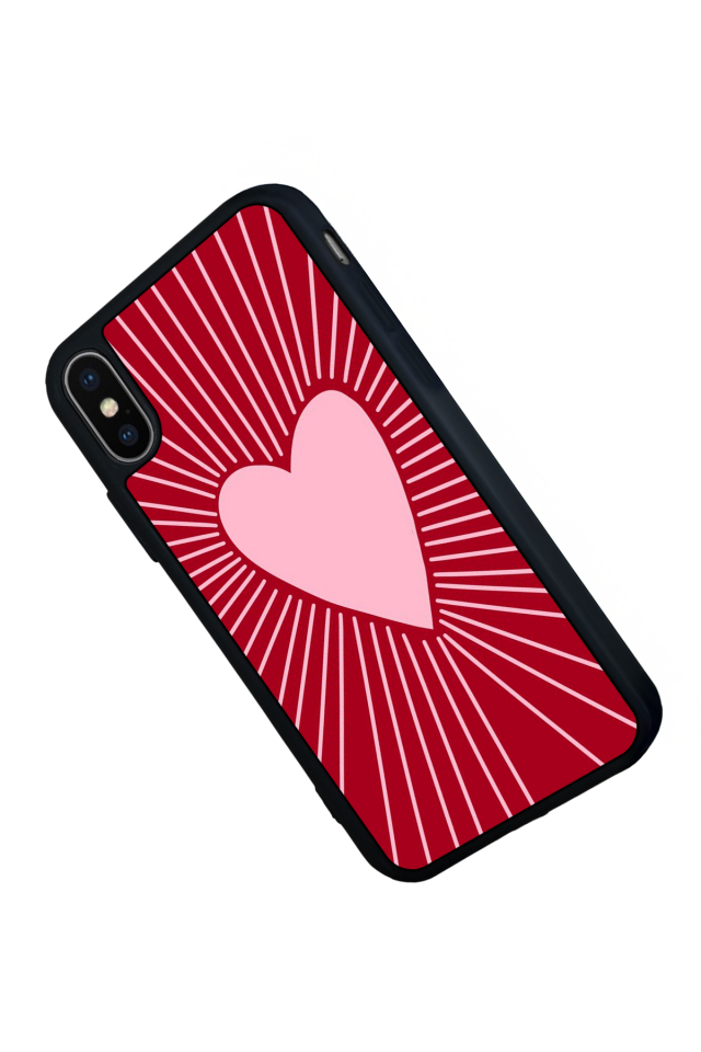 iPhone X/ XS Uyumlu Kalp Love Tasarımlı Glossy Premium Kılıf