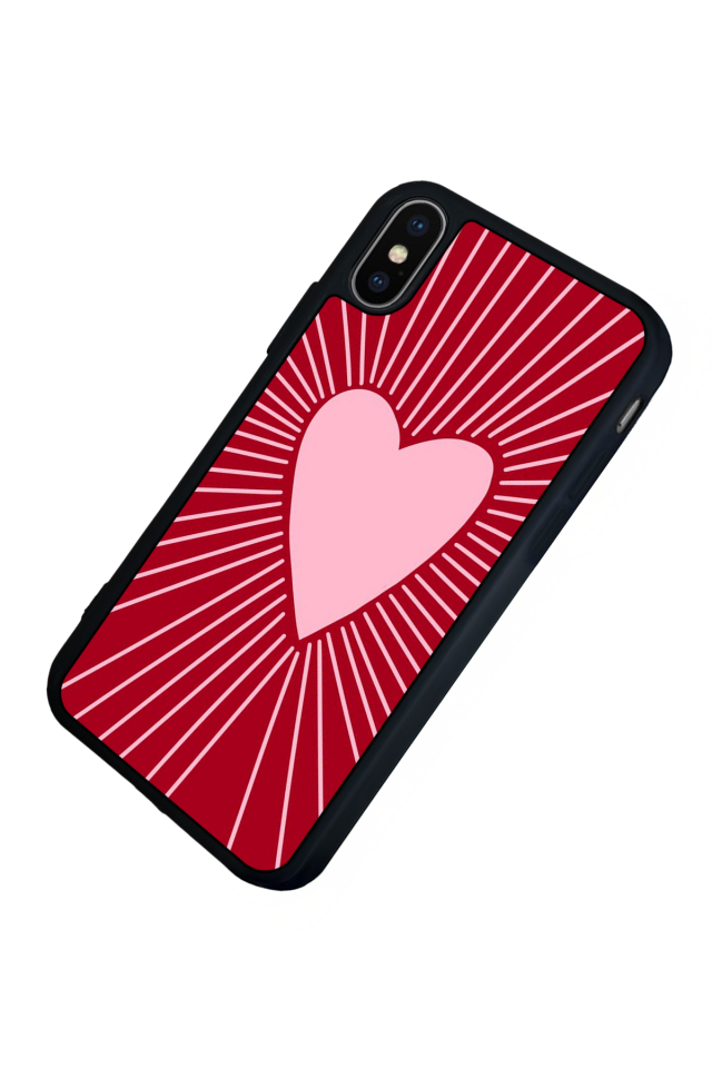 iPhone X/ XS Uyumlu Kalp Love Tasarımlı Glossy Premium Kılıf