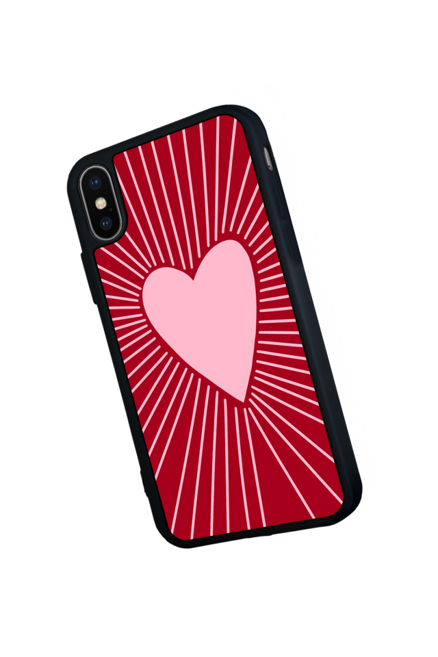 iPhone X/ XS Uyumlu Kalp Love Tasarımlı Glossy Premium Kılıf